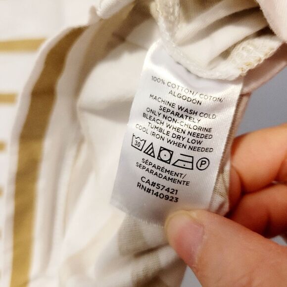 2/$20 Vintage Y2K Loft White Stripes Top Tee Blouse 100% Cotton Size: M - Picture 4 of 5